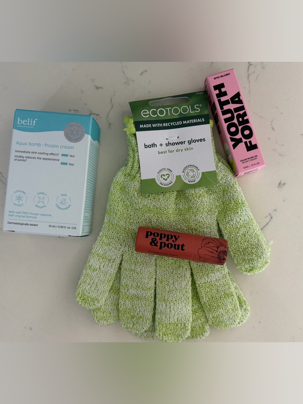 ecotools Bath & Shower Exfoliating Gloves - lime green